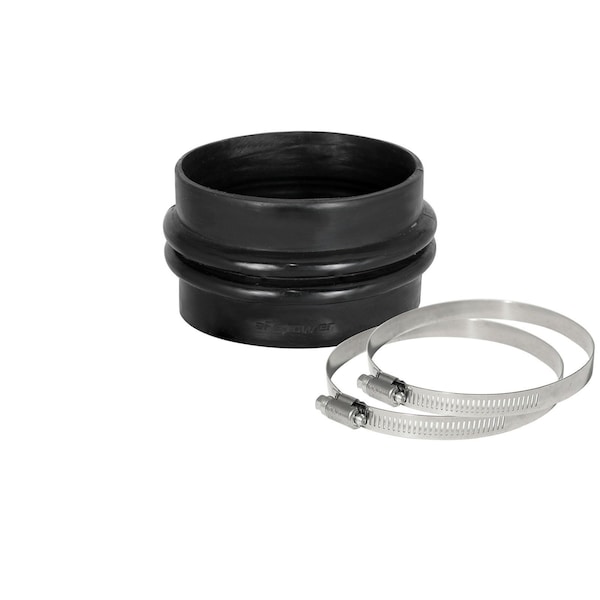 Afe Straight, 3.75 Inch Diameter x 2.5 Inch L, Double Bellow, Black, Silicone, With 2 Worm Gear Clamp 59-00084 - main